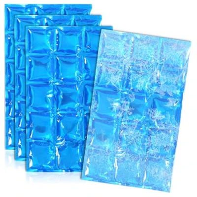 Immagine di COM FOUR® 4x Impacco di ghiaccio flessibile porta con 15 celle raffreddamento pacchetto per la casa (04 pezzi 25 x cm blu)