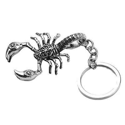 Immagine di Portachiavi dragonaur, sofisticato e pratico stile retrò, unisex, in lega, con ciondolo a forma di scorpione, da appendere alla borsa, argento