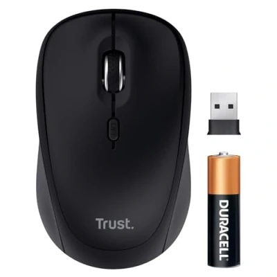 Immagine di Trust Yuki Mouse Wireless Silenzioso Bluetooth + 2.4GHz con Batteria, Senza Fili Compatto per Mano Sinistra e Destra, 75% Plastica Riciclata, Laptop PC iOS Android Mac