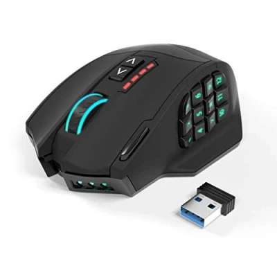 Immagine di Mouse da gioco wireless senza lag Gamspeed V8 Pro RGB MMO, sensore ottico 16.000 DPI, tecnologia di trasmissione a 2,4 GHz, design ergonomico , illuminazione Chroma RGB, 16 pulsanti programmabili