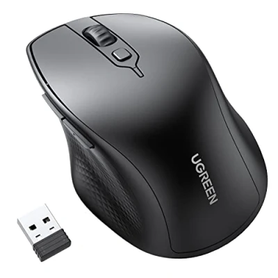 Immagine di UGREEN Mouse Wireless Ergonomico, Bluetooth 5.0 e 2,4 GHz, Silenzioso 4 Livelli DPI 4000 Max per PC/Mac/Laptop, Windows, macOS Linux