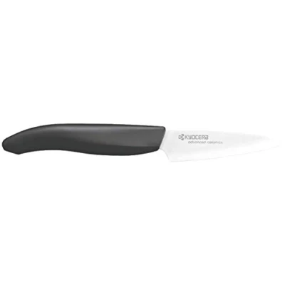 Immagine di Kyocera FK 075 WH BK NATURE Coltello spelucchino, 7,5 cm, manico in bioplastica, lama ceramica di zirconia affilata a mano, leggera, non trasferisce i sapori