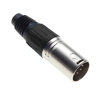 Immagine di Keple Spina XLR A 5 Poli, Nera Jack Audio Microfonica Maschio DMX, Adattatore Nichelato, Connettore Di Costruzione Metallica Con Alloggiamento In Plastica