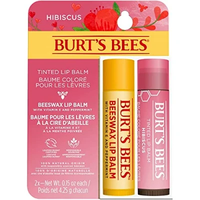 Immagine di Burt&#039;s Bees Set con Balsamo Labbra Alla Cera d&#039;Api e Tinta color Hibiscus, Edizione Limitata, 2 x 4.45 g