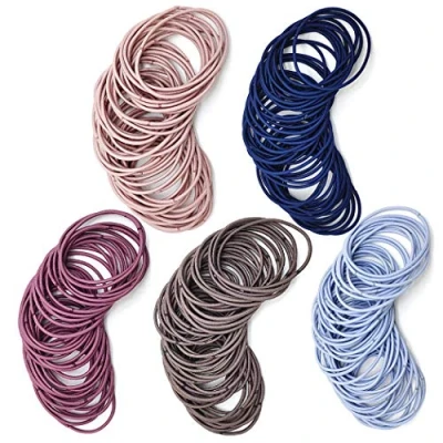 Immagine di 100 Pezzi Fasce Elastici per Capelli, 2mm Legami Coda di Cavallo, Capelli Bande Massa, Corda Ponytail Fermacoda Spessi, Multicolore