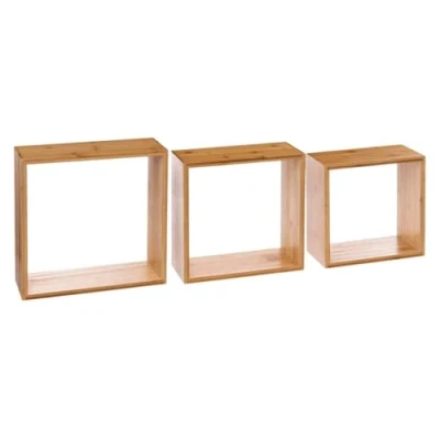 Immagine di 5five 3 mensole da parete &quot;fixy&quot; in bambù a forma di cubo