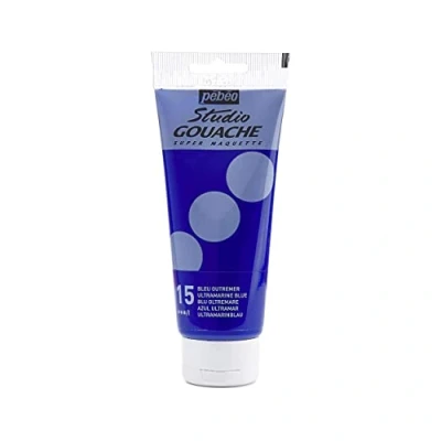 Immagine di Pébéo Studio Gouache 100 ml Pittura Professionale, Colore a Guazzo, Tempere per Paint dai Colori Opachi e Pigmentati Blu Oltremare
