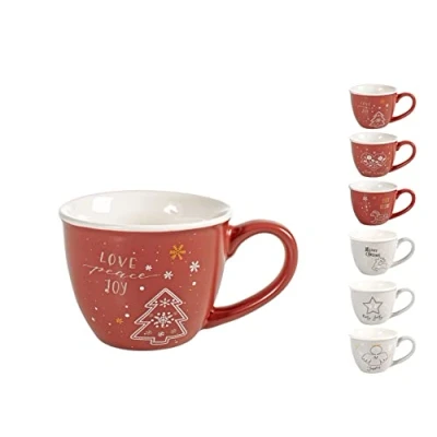 Immagine di H&amp;H Xmas Set 6 Tazze caffè, New Bone China, cc90, Multicolore
