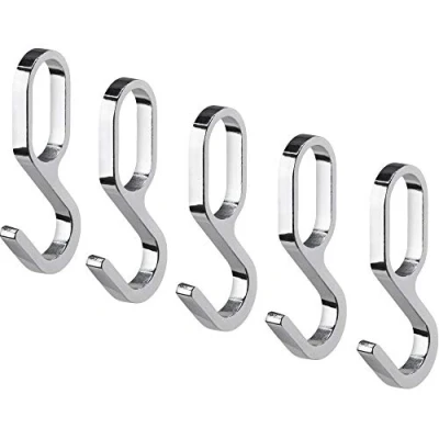 Immagine di Gancio sospeso Gedotec in metallo cromato per asta armadio ovale 5 pezzi ganci appendiabiti acciaio lucido a S 30 x 15 mm