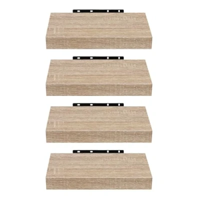 Immagine di EUGAD 0112QJ 4 Set di mensole da parete, in legno quercia, stile moderno, 25 x 23 3,8 cm, colore: Giallo