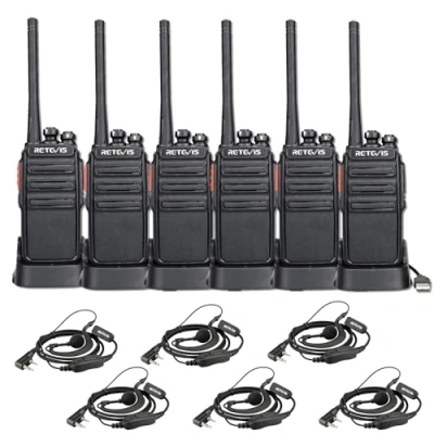Immagine di Retevis RT24 Plus Walkie Talkie Professionali, Ricetrasmittenti PMR446 16 Canali CTCSS/DCS con Auricolare Ricaricabili USB Base di Ricarica (Nero, 3 coppie)