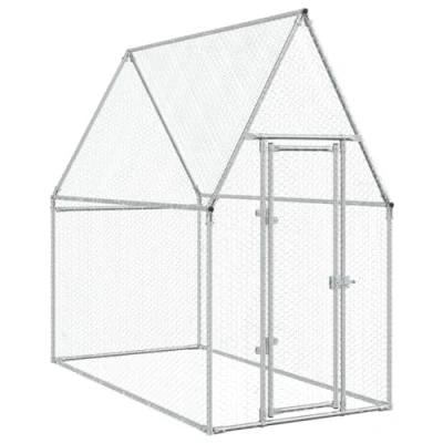 Immagine di vidaXL Gabbia per Polli Argento 200x100x190 cm in Acciaio Zincato
