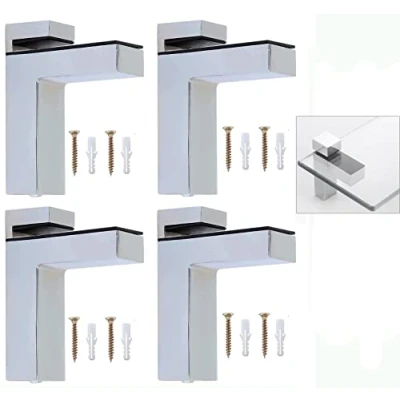 Immagine di Litensh 4 Pezzi Staffe per Ripiani in Vetro,Regolabili Lega di Zinco Montaggio a Parete Supporto, Reggimensola Vetro, Mensole Vetro Utilizzate Legno/Vetro,Spessore 5 30 mm