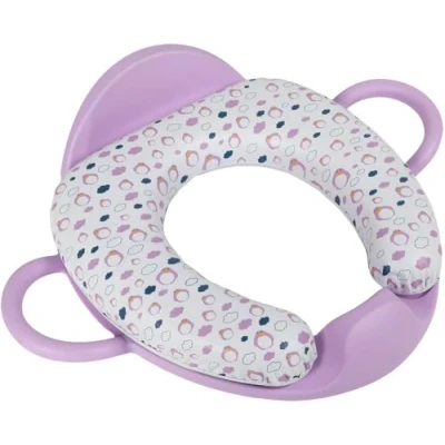Immagine di Poupy Riduttore WC per Bambini, con maniglie tenersi e schienale, tavoletta soft imbottita comoda sedile lavabile (Lilla)