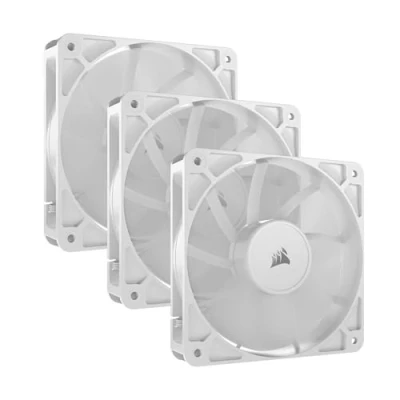 Immagine di CORSAIR RS120 120 mm PWM Ventole Connessione a Margherita Basso Rumore Cuscinetto Cupola Magnetica Confezione Tripla Bianco