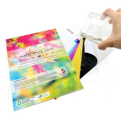 Immagine di Evergreen Goods 20 fogli di carta autoadesiva in vinile impermeabile (PVC) bianco opaco per stampanti a getto d&#039;inchiostro e laser, A4 resistente all&#039;inchiostro ad asciugatura rapida