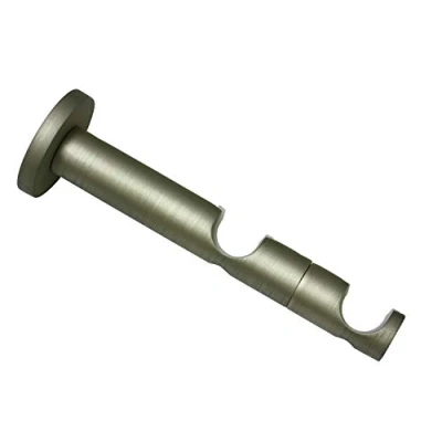 Immagine di Gardinia Supporto Combinato Doppio con Base bastoni per Tende, 2 binari, Aperto, incl. Materiale di Montaggio, Linea Kira, Ø 19 mm, Metallo, Champagne, 9/6 cm