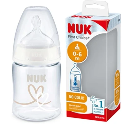 Immagine di NUK First Choice+ biberon 0 6 mesi Controllo della temperatura tettarella in silicone Valvola anti coliche Senza BPA 150 ml