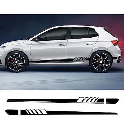Immagine di HASWEX Auto Adesivi Decorativi Gonna Adesivi, Per Skoda Octavia 2 3 A7 A5 VRS Fabia Rapid Superb Kodiaq Scala Karoq Kamiq Tuning in PVC Nero Opaco/Carbonio