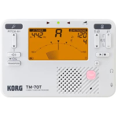 Immagine di KORG TM 70T WH, Accordatore Cromatico Metronomo Combo,Ampia Estensione di Rilevamento della Frequenza: C1 C8, Colore Bianco