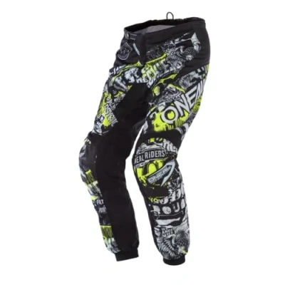 Immagine di O&#039;NEAL Pantaloni Motocross Bambini MX Inserti Elasticizzati, Completamente Foderati, Imbottitura in Gomma Attacco Gioventù Element Nero Neon Giallo Taglia 27