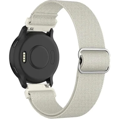 Immagine di MoKo Cinturino Orologio in Nylon Elastico Compatibili con Garmin Venu 2S/3S/Vivomove 3S/Vivoactive 4S/Forerunner 265S/255S, di Ricambio Regolabile da 18 mm per Smartwatch, Luce delle Stelle