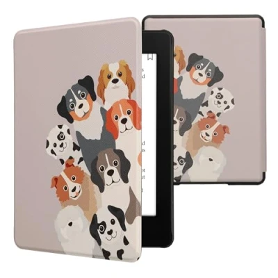 Immagine di kwmobile Cover per Kindle Paperwhite Custodia 6,8 Pollici 11 Generazione 2021 Copertina eReader eBook Reader Case Cani Divertenti