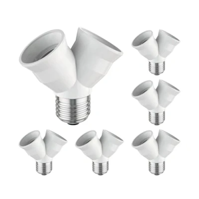 Immagine di ledscom.de 6 pezzi base E27, adattatore splitter a 2 vie, bianco