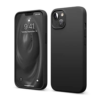 Immagine di elago Cover Silicone Liquido Compatibile con iPhone 13 Case (6.1&quot;), Premium, Protezione Completa Antiurto a 3 Strati, Custodia in Morbida Microfibra Antigraffio (Nero)