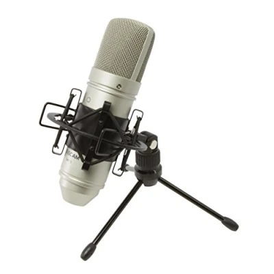 Immagine di TASCAM TM 80, Microfono Professionale a Condensatore per Home Studio Recording voce e strumenti acustici, Argento