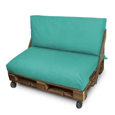 Immagine di Happers Set 2 Cuscini da Esterno e SfoderabilI per Pallet in Naylim Impermeabili Turchese Opaco