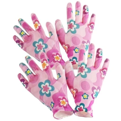 Immagine di com four® Set di 2 Guanti da Giardino e Lavoro Premium nella Taglia 8 (M), protettivi per Donna, con Rivestimento in Gomma (02 Paia Viola S)