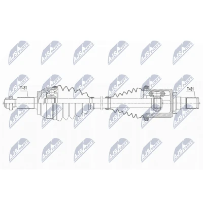 Immagine di NTY NPW LR 021 Albero motore / Semiasse Assale anteriore Sx 596mm Trasmissione automatica LAND ROVER: Range Rover Evoque, Discovery Sport