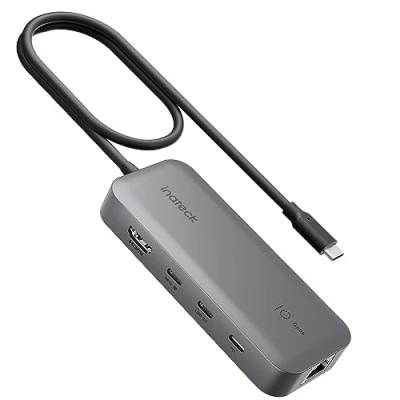 Immagine di INATECK 10 in 1 Hub USB C, Docking Station HDMI 4K 60Hz, C Video+Dati, 100W PD, 10Gbps 2 3.2 3.0 A, RJ45 Ethernet, SD/TF, Cavo 50cm, Per Windows 7/10/11, Linux, MacOS