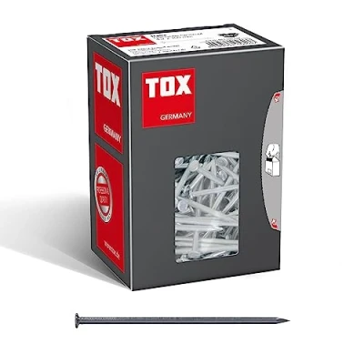 Immagine di TOX Chiodi a filo 4,2x100 mm con testa svasata per semplici giunzioni in legno e superfici piane, uso universale interni ed esterni, acciaio lucido, 400 g cartone, 063100112