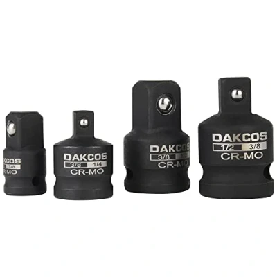 Immagine di DAKCOS Set di adattatori per avvitatori a impulsi 4 pezzi da 1/4&quot; 3/8&quot;, 3/8&quot; 1/4&quot;, 1/2&quot;, 1/2&quot; CR MO