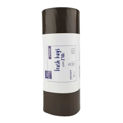 Immagine di IDEA HOME LDPE Sacchi per la Spazzatura 10 Pezzi Ultra Resistenti Fodere Bidoni il Riciclaggio, Cucina 240L, Marrone