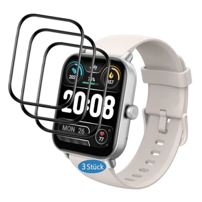 Immagine di Frgnie Pellicola Protettiva Compatibile con TOOBUR IDW19 / IDW15 Smartwatch (3 pezzi) 3D Curved Full Cover Schermo per Gydom 1,8 pollici