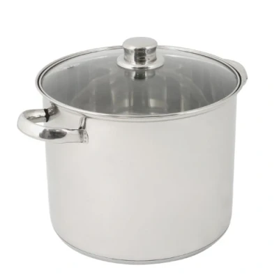 Immagine di Crealys 502.383 Stock Pot 9 L 24 cm Diametro in Acciaio Inossidabile con Coperchio Vetro