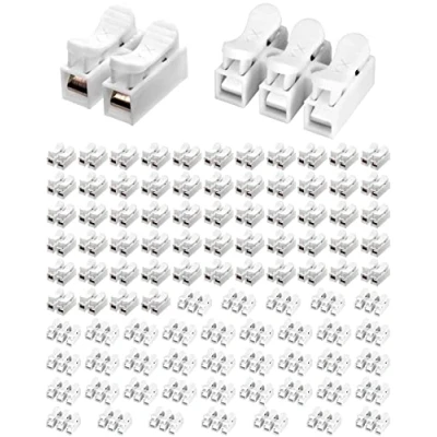 Immagine di QWORK® 100 Pz Connettori per Cavi Elettrici, Morsetti Elettrici Rapidi CH2 CH3 Cablaggio Elettrico e Alimentazione Illuminazione (60xCH2 40xCH3)