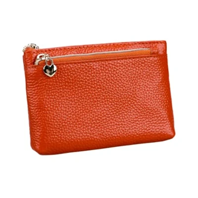 Immagine di HXT OAK Portafoglio in Pelle con portachiavi Piccolo Portamonete Mini Cerniera Cuore 3 Scomparto Capiente Porta Banconote e Tessere Pochette Marrone