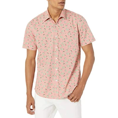 Immagine di Amazon Essentials Camicia con Stampa a Maniche Corte vestibilità Regolare Uomo, Rosa Frutta, M