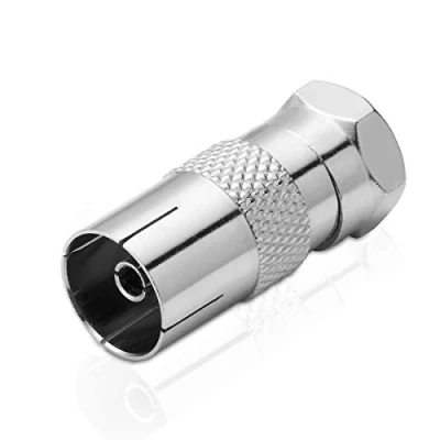 Immagine di conecto adattatore spina F a presa coassiale IEC, antenna tra per cavo satellitare e IEC BK DVB T