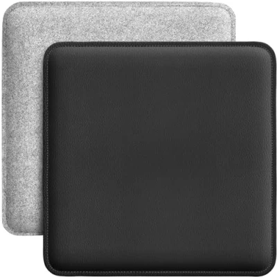 Immagine di Miqio Cuscino di design, rettangolare, in feltro e ecopelle, 35 x cm, set da 2 pezzi, per panca sedia, grigio chiaro, nero