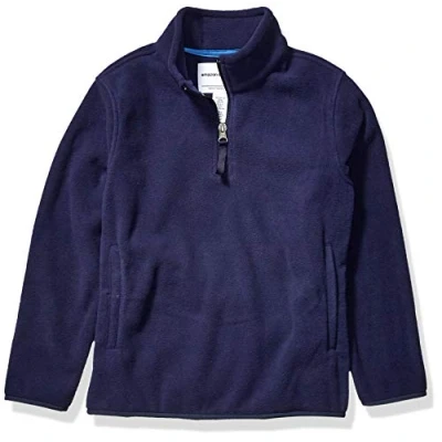 Immagine di Amazon Essentials Giacca Invernale Modello Pullover con Zip Corta in Pile Bambini e Ragazzi, Blu Marino, 10 Anni