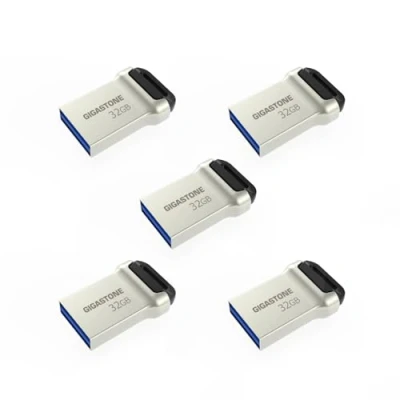 Immagine di GIGASTONE Chiavetta USB 3.2 Gen1 da 32 GB, confezione 5 pezzi, mini fit in metallo, impermeabile, compatta, prestazioni affidabili, compatibile con interfaccia 2.0/USB 3.0/USB 3.1