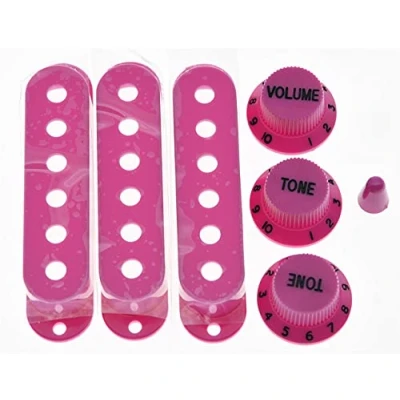 Immagine di Dopro ST Strat Pickup Covers Knobs and 5 Way Switch Tip Cap Raissa metallizzate
