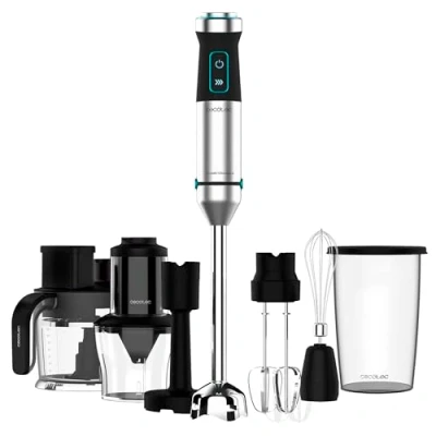 Immagine di Cecotec Frullatore A Immersione Power Titanblack 1500 XL Totalmix, Potenza W, Lame 4 Foglie con Rivestimento in Titanio, Piede XL, Cappa Antispruzzo, Velocità Regolabile, Funzione Turbo