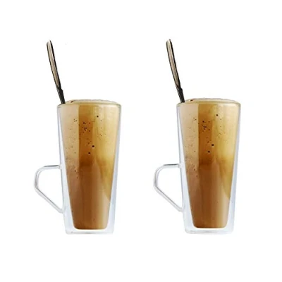 Immagine di Maxxo Bicchieri a Doppia Parete Frappé 2X 320 ml Tazzine con Isolamento Termico di Vetro Resistente al Calore e Freddo Borosilicato