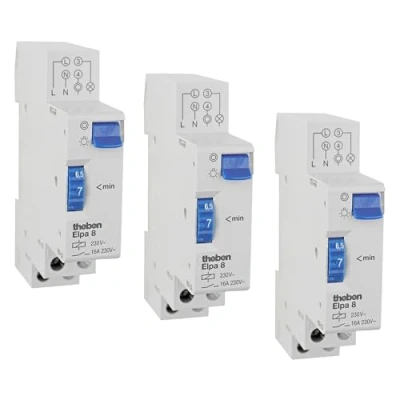 Immagine di Theben 0080002 ELPA 8 Interruttore temporale elettromeccanico, TLZ, senza consumo stand by, 3 conduttori, 4 commutabile, 300 W LED